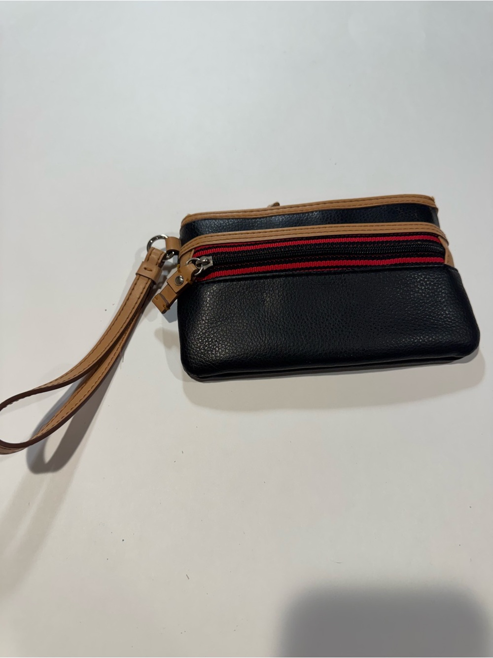Tommy Hilfiger Wristlet Wallet Clutch – Black Tan Red